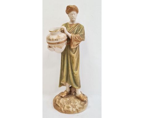 Royal Worcester model of a water carrier, printed green marks, shape number 1250, after the model by James Hadley, the male t