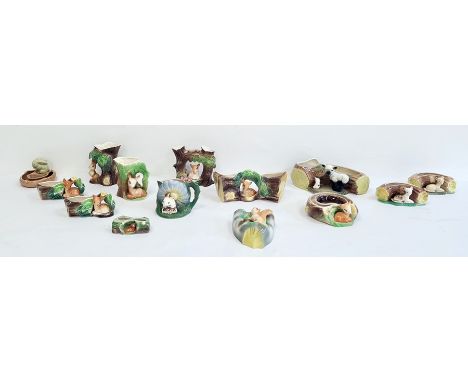 Collection of Hornseaware pottery to include jugs, vases and posies, all with model animals, to include squirrels, rabbits, e