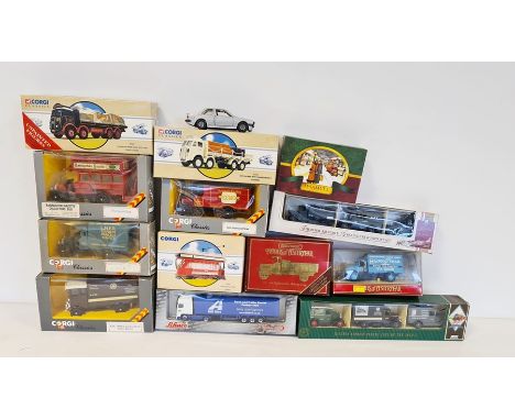 Schuco truck and trailer (boxed), a Corgi Classics GWR AEC 508 forward control 5 tonne cab over, a Corgi double-deck tram, a 