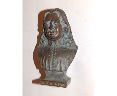 A small bronze bust of John Bunyan, 5.1” high.