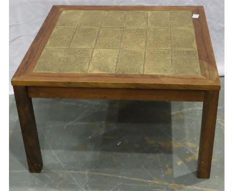 Trioh Danish rosewood lamp table with tiled top, 72 x 72 x 72 x 42 cm H. Not available for in-house P&amp;P, contact Paul O'H