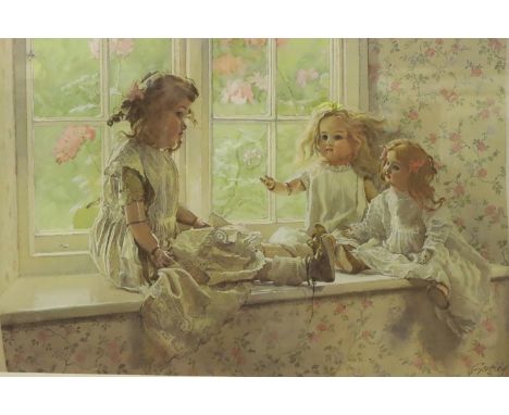 Geoffrey Robinson  (20th century); print, Sitting Pretty, signed and stamped, 70 x 53 cm. Not available for in-house P&amp;P,
