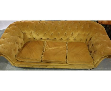 Early 20th century Chesterfield three seater sofa, 200 x 100 x 70 cm H. Not available for in-house P&amp;P, contact Paul O'He