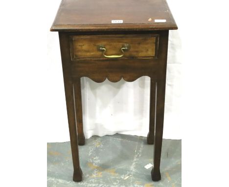 19th century walnut single drawer lamp table, 44 x 34 x 75 cm H. Not available for in-house P&amp;P, contact Paul O'Hea at Ma