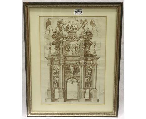 Architectural study from The Arcitecht; a Victorian lithograph, The Arlu of Philip designed by Rubens, 42 x 30 cm. Not availa