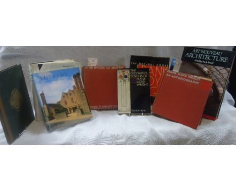 FRANK LLOYD WRIGHT,; AN AUTOBIOGRAPHY, 1st ed 1943, with Hitchcock; ' In The Nature of Materials', and other books of archite