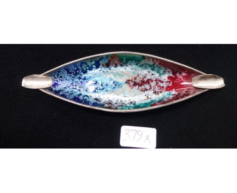 A BAGUES SILVER AND ENAMEL OVAL DISH, (c.3.9oz)