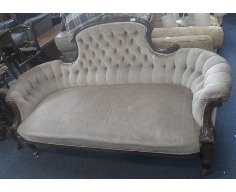 A LATE VICTORIAN WALNUT FRAMED PARLOUR SOFA 175 cm wide