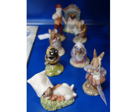 A COLLECTION OF BESWICK BEATRIX POTTER CERAMIC FIGURES, including Benjamin wakes up, Babbitty Bumble, Mr McGregor and others 