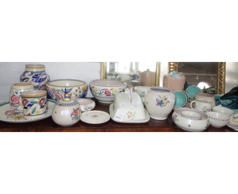 A COLLECTION OF POOLE POTTERY, to include a Jazz pattern pot, Bluebird vase and other items