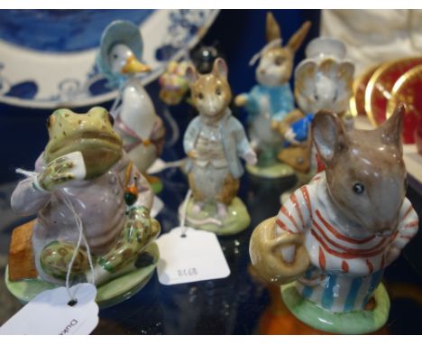 A COLLECTION OF BESWICK BEATRIX POTTER CERAMIC FIGURES, including Mr Jeremy Fisher, Mrs Tittlemouse, Duchess, Johnny Town-mou