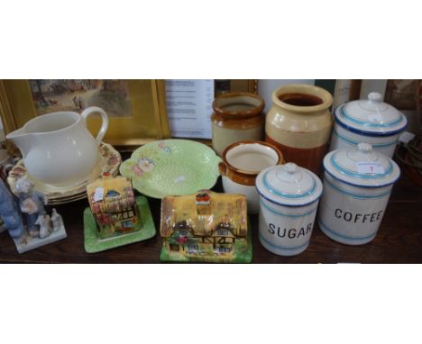 A 1930'S MELBA WARE DISH and similar ceramics