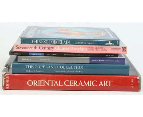 Six publications on Chinese  and Japanese ceramic art including; Chinese Porcelain Anthony du Boulay, The Copeland Collection