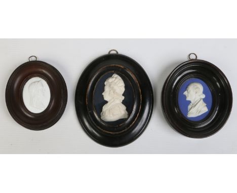 James Tassie (1735-1799), an oval glass paste miniature, portrait of Jane Gray (d. 1792) signed, along with another glass pas