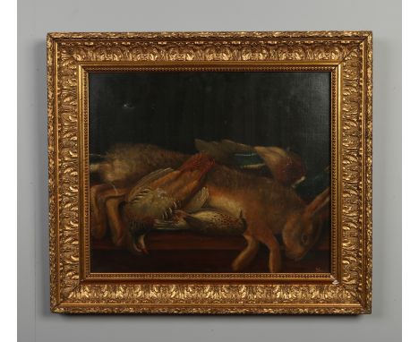 A pair of 19th century Italian school gilt framed oil on canvas. Still life study of game, one of fish and a lobster and the 