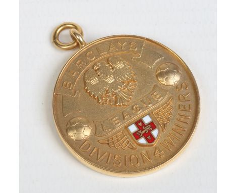 A 9 carat gold enamelled football medal, Barclays League, Division 4 Winners, Season 1988-89, Rotherham United, gross weight 