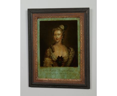 An antique reverse print on glass, titled portrait of Her Highness Princess Maria, fourth daughter of His Majesty King George