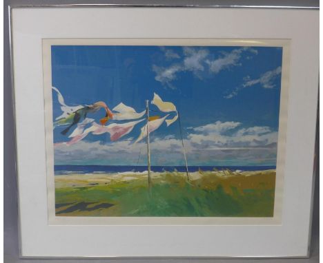 Contemporary Norwegian artist, Cloths in the wind, screenprint on wove paper, signed, titled and numbered, Framed and glazed,