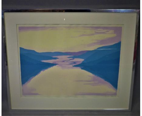 Contemporary Norwegian artist, View of fjord, screenprint on wove paper, signed, titled Fjord' and dated 1978, Framed and gla