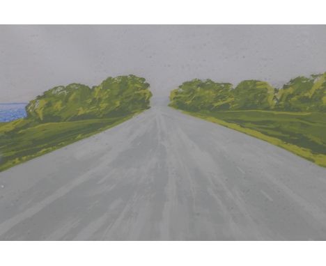 Contemporary Norwegian artist, View of road, titled ' Summer wind', screenprint on wove paper, signed, and dated 1979, Framed