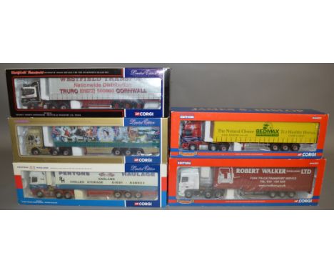 5 Corgi 1:50 scale die-cast truck models, which includes; Pentons Haulage, Robert Walker (Haulage LTD) etc which are limited 