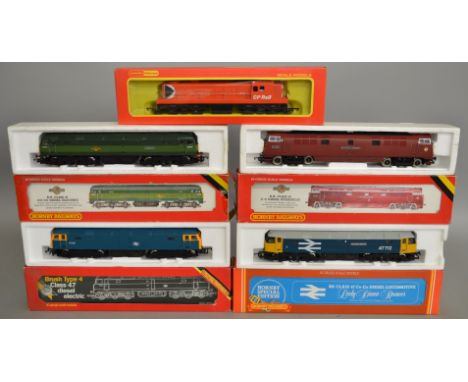OO Gauge. 5 boxed Hornby Diesel Locomotives including  a BR green Class 47 Co-Co 'D1670', R.352 BR Class 52 Western, R.075 BR