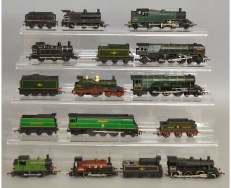 OO Gauge. 10 unboxed Steam Locomotives by Hornby, Tri-ang etc., some with Tenders, including a tri-ang R356 4-6-2 'Winston Ch