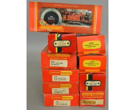 OO Gauge. 9 boxed Hornby Tank Locomotives of various types including an 0-6-0 Class J83 LNER loco&nbsp; and two R.057 Caledon