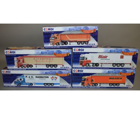 5 Corgi 1:50 scale die-cast truck models, which includes; A Campbell, M.Way & Son etc which are limited editions and boxed fr