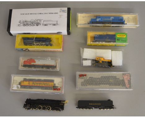 N Gauge. EX SHOP STOCK. Three boxed locomotives including two by Model Power a #7512 Alco Century 420 'Conrail' and a&nbsp; 2