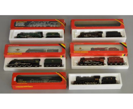 OO Gauge. 5 boxed Hornby Steam Locomotives including R.150 LNER 4-6-0 B12/3 Class, R.840 LMS 4-6-0 Black Five, R.350 4-6-2 Cl