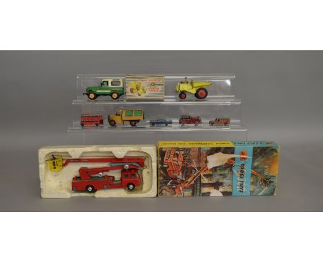 Corgi #1127 Simon Snorkel Fire Engine, Dinky #962 Dumper Truck along with 6 loose die-cast models (8).