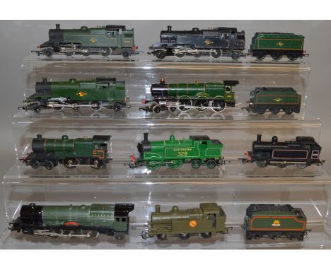 OO Gauge. 9 unboxed Tri-ang Steam Locomotives, some with Tenders,  including an R590 4-6-0 'Albert Hall', an R350 BR 4-4-0 an