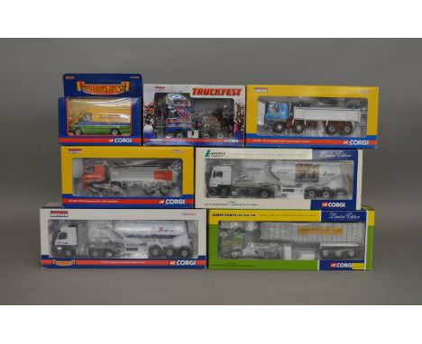 6 Corgi 1:50 scale die-cast truck models, which includes; Truckfest, Rigid Tippers etc along with a Transit Van,all models ar