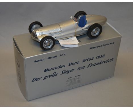 A boxed CMC #2102 1938 Mercedes Benz W154 diecast model car in 1:18 scale, appears VG/E boxed.