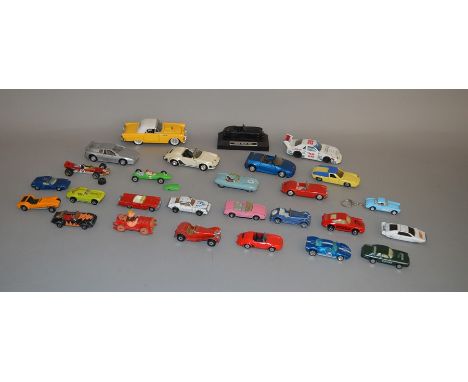 27 assorted unboxed playworn diecast model cars by Corgi, Matchbox, Dinky and others and includes a Corgi MGA and a Dinky Lot