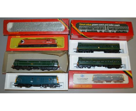 OO Gauge. 4 boxed Hornby Diesel Locomotives including R.075 BR Class 47, R.357 BR A-1-A Diesel Electric 'D5572' in BR green,&
