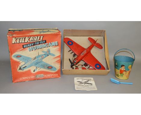 2 Vintage Toys including a  boxed KeilKraft 'Ready to Fly' plastic Hurricane model with 'Wen-Mac Rotomatic' Glow-Motor,, with