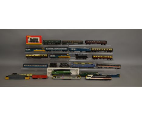 OO Gauge. Assorted Locomotive and Coach bodies and chassis by Hornby, Tri-ang, Lima etc. for spares or repair.