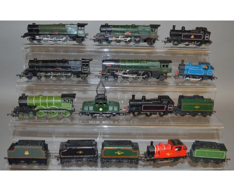 OO Gauge. 10 unboxed Tri-ang Locomotives, some with Tenders,  including three R50 Princess 4-6-2 locomotives, an R.15 4-6-0 i