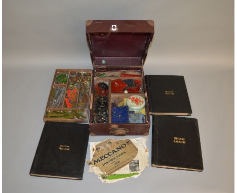 3 bound Volumes of Meccano Magazines including issues from 1939 to 1940, together with&nbsp; a box containing a good quantity