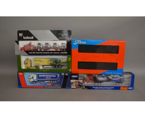 6 die-cast 1:50 scale boxed trucks by Tekno, Modelzone etc (6).