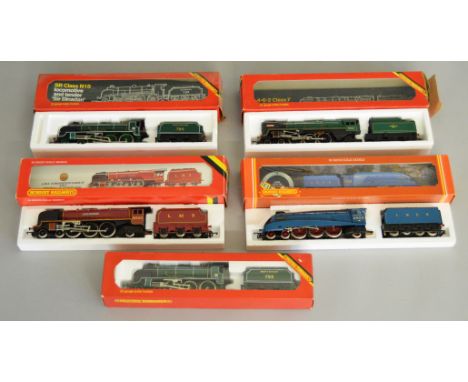 OO Gauge. 5 boxed Hornby Steam Locomotives including R.063 Class 7 Britannia Loco iwth Tender, R.066 LMS 4-6-2 'Duchess of Su