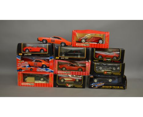 11 1:18 scale die-cast car models by Burago, Maisto, Tonka etc, including 1969 Charger General Lee, 1 model is unboxed (11).