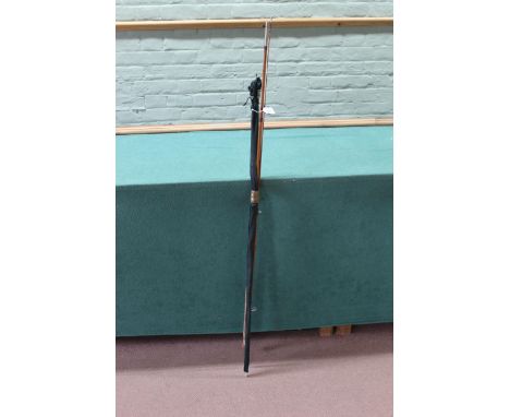 A Shakespeare Superfly No.1622 fly rod plus a vintage split cane two piece spinning rod
