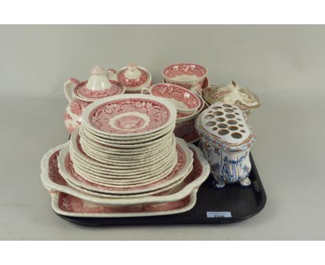 A Mason's patent Ironstone 'Vista' pattern part tea service (thirty two pieces) plus a late 19th Century Staffordshire flower
