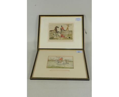 Two framed jocular hunting prints