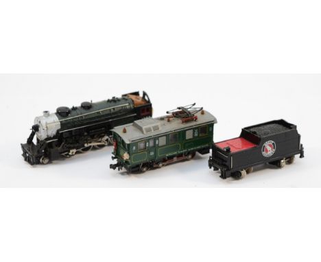 A Fleischmann N gauge locomotive, together with a Bachmann 1257 Great Northern locomotive &amp; tender.