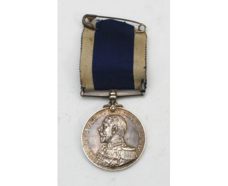 A George V Naval Long Service medal, presented to 175347 A. E. Steel. Chief Armourer. H.M.S Hermes.HMS Hermes, commissioned 1