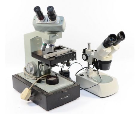 A Watson microsystem 70 binocular combination microscope having electric illuminator, together with a Jeff &amp; Jenny electr